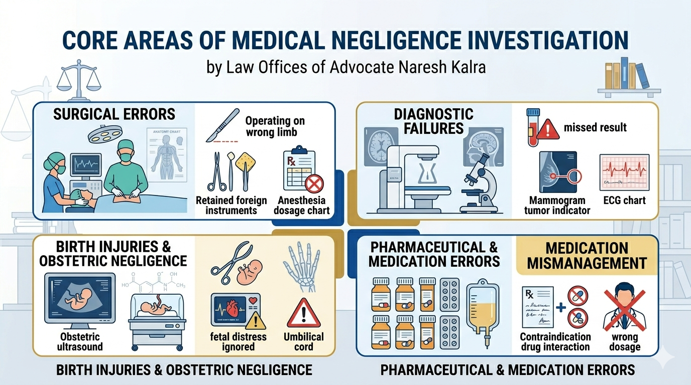 Core areas of medical malpractice handled by hospital malpractice lawyer India