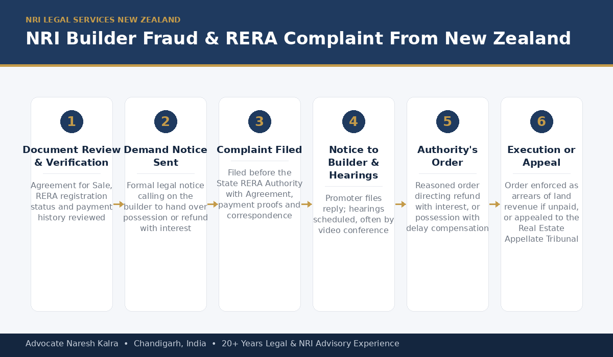 NRI Builder Fraud RERA Complaint Process for New Zealand-Based NRIs — Advocate Naresh Kalra