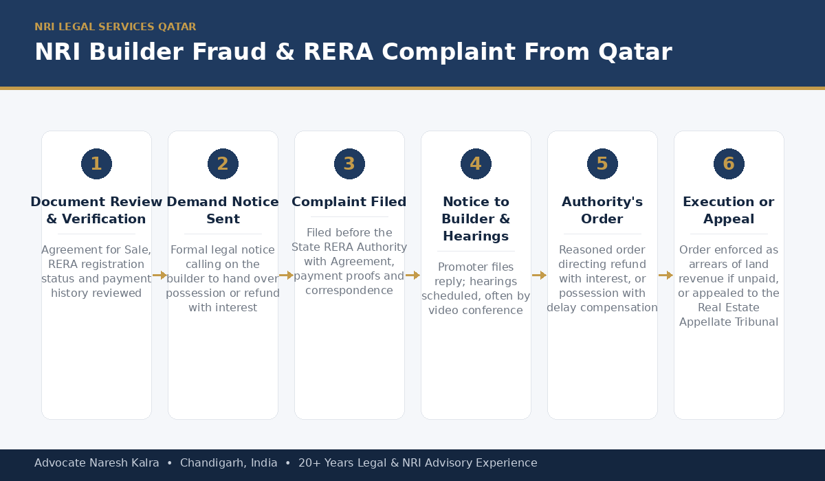 NRI Builder Fraud RERA Complaint Process for Qatar-Based NRIs — Advocate Naresh Kalra