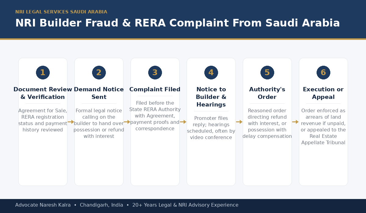 NRI Builder Fraud RERA Complaint Process for Saudi Arabia-Based NRIs — Advocate Naresh Kalra