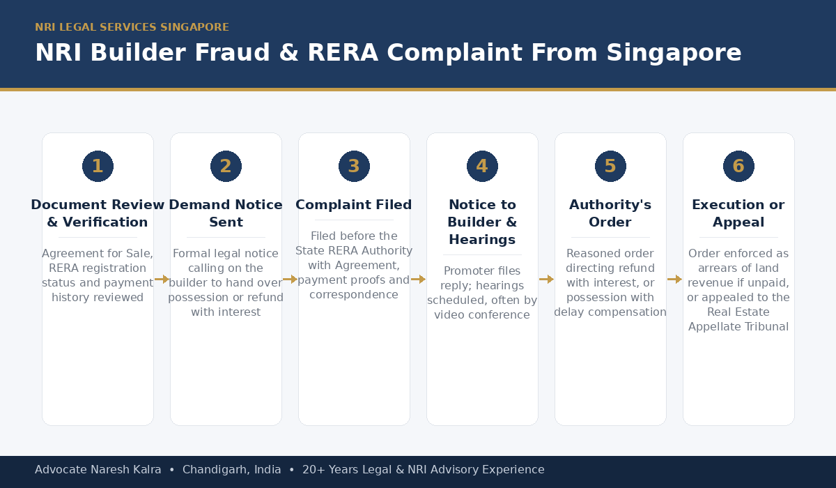 NRI Builder Fraud RERA Complaint Process for Singapore-Based NRIs — Advocate Naresh Kalra